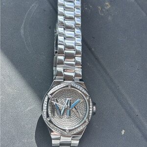 Michael Kors Silver Crystal Logo Bracelet Watch